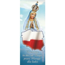 Baner na Różaniec Święty z Matką Bożą Fatimską oraz flagą Polski 180 cm